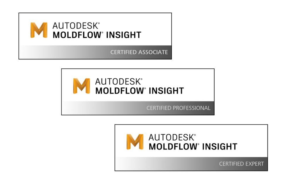 Gezeigt wird ein Autodesk Moldflow Insight zertifiziertes Expert Logo