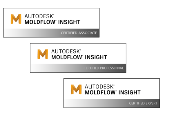 Gezeigt wird ein Autodesk Moldflow Insight zertifiziertes Expert Logo