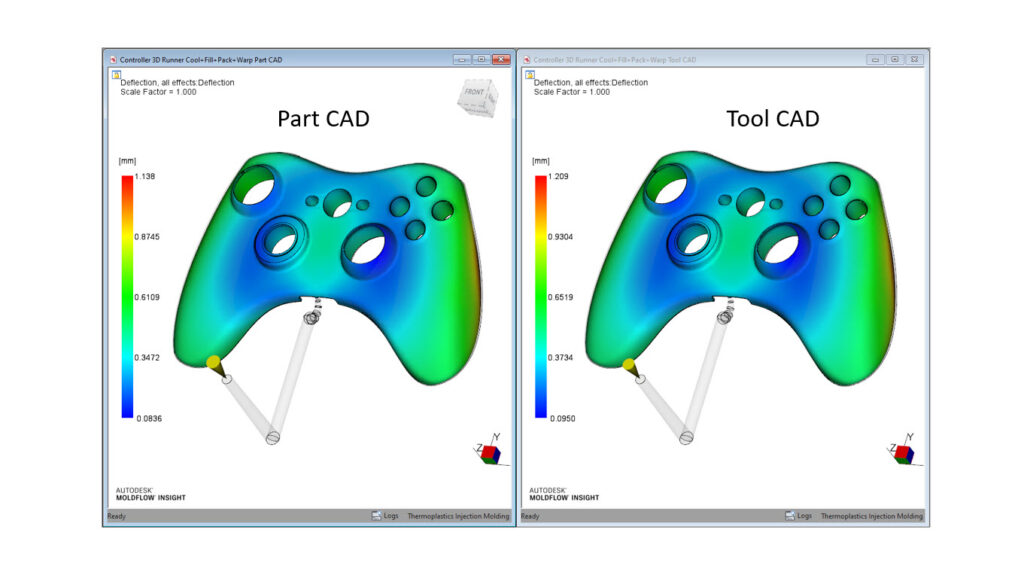 You can see the comparison of the Part CAD to the TOOl CAD