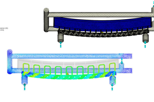 Sie können zwei Komponenten sehen, die die konturnahen / konformen Kühlleitungen zeigen. Solche konturnahen Kühlungen können wir mit der Plastics Engineering Group by MFS mittels Spritzgusssimulation / Spritzgießsimulation berechnen und die Bauteilqualität optimieren.