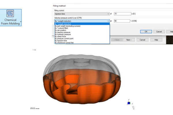 You can see a pumpkin-shaped component half full and an open window showing the filling settings.