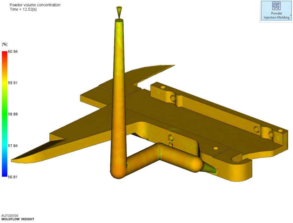 You can see a component with a powder volume concentration scale.