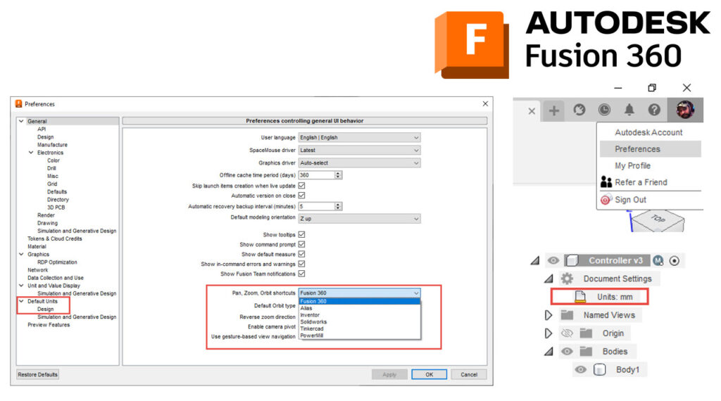 Sie können die Einstellung sehen, die das allgemeine UI-Verhalten steuert.