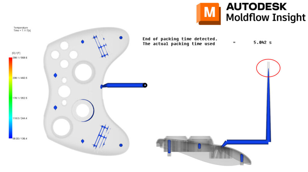 It shows a component where the end of packing time is detected and you can see the actual packing time that is used.